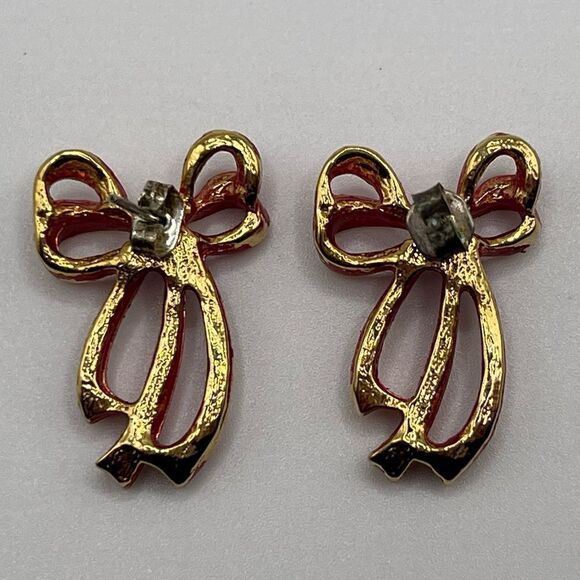 *3/$20* Gold tone and red bow earrings - Picture 4 of 4